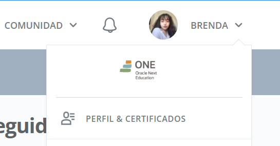 Pantalla con perfil y parte de ''Perfil & Certificados" en la plataforma Alura Latam