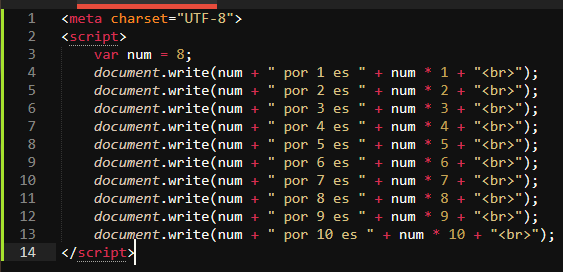 script, tabla de multiplicar