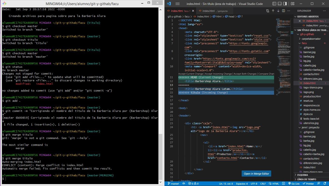 Error en el comando MERGE | Git y GitHub: controle y comparta su código ...