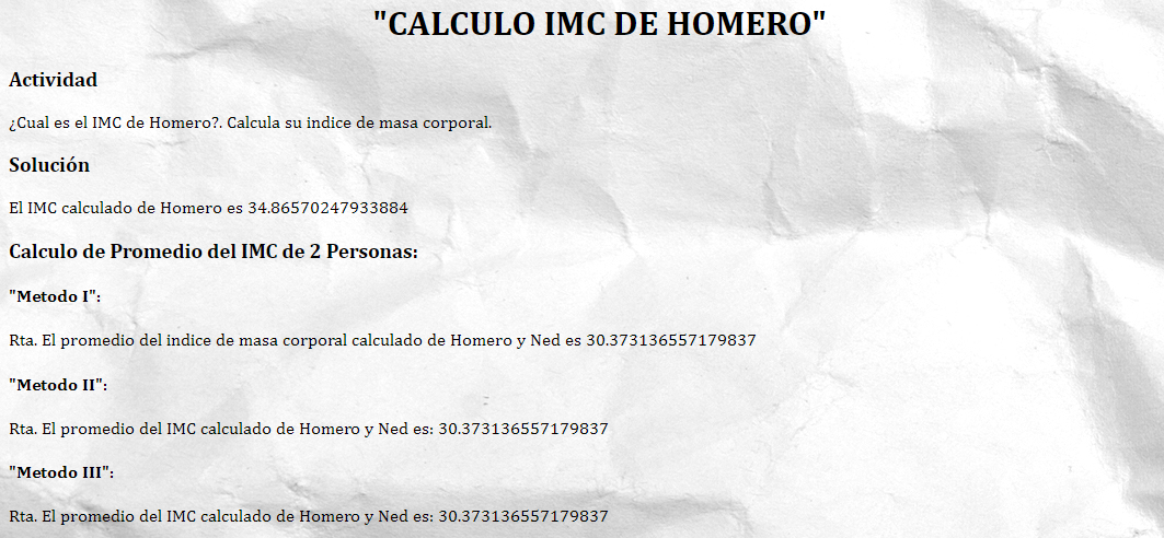 Pagina de calculo del IMC