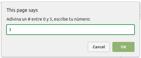 Solicita al jugador que adivine el número