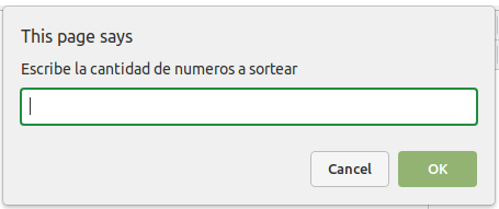 Solicita la cantidad de números a sortear a partir del 0