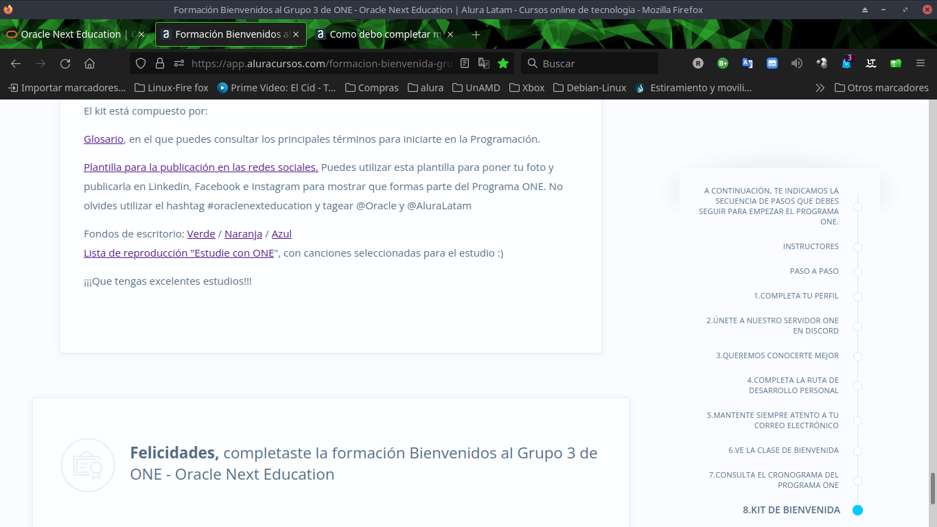 Complete el curso de formación de Bienvenidos al Grupo 3, pero no aparece como terminado- Qué pasa?