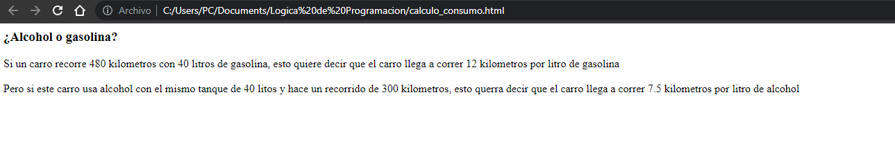 Resultado ya en el navegador.