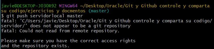 error al realizar push en el servidor local