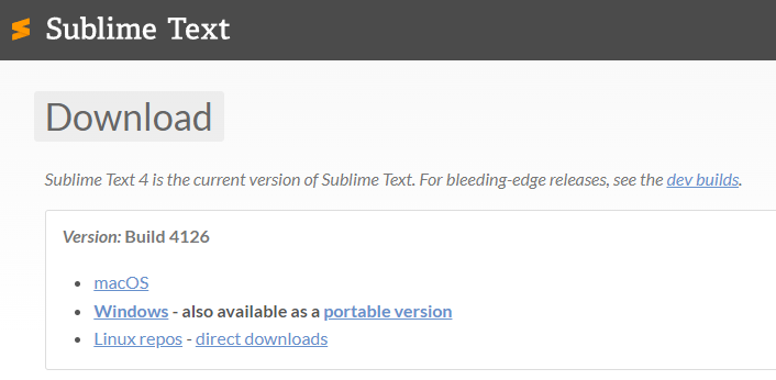 Pagina para descargar Sublime Text