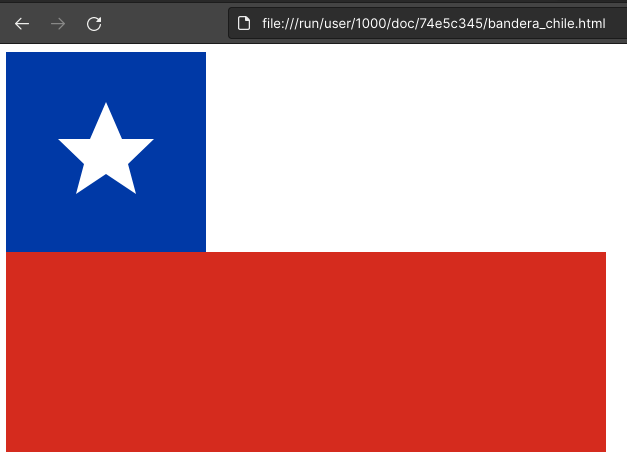 Captura de pantalla de Chrome mostrando el ejercicio con la bandera de Chile