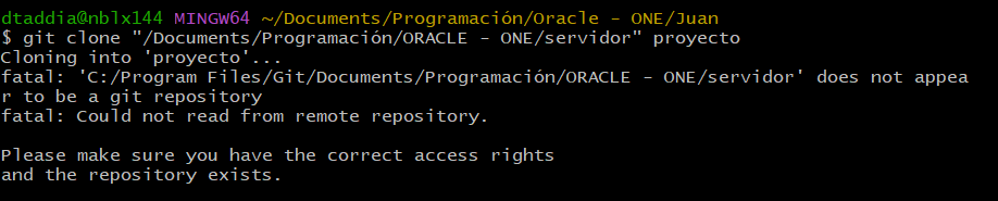 fatal: "ruta" does not appear to be a git repository fatal Could not read from remote repository. Please make sure you have the correct access rights and the repository exists 