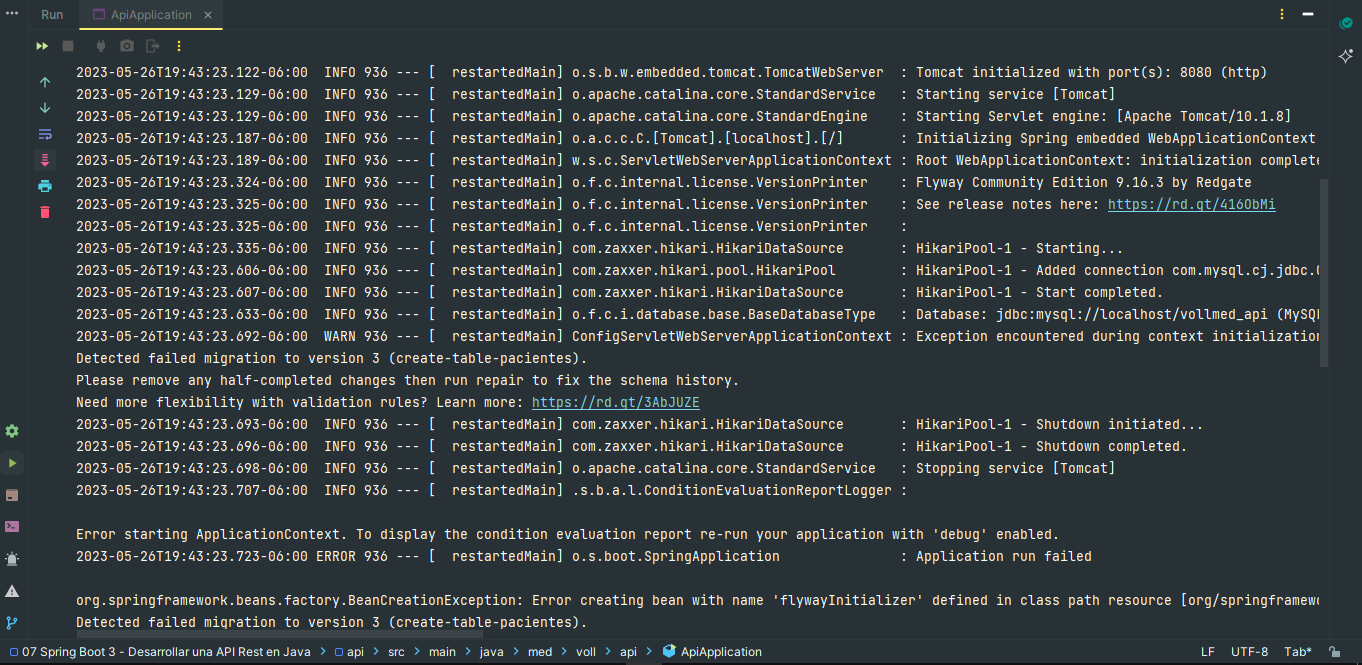 Failed migration