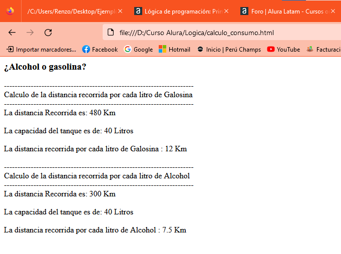 Resultado Alcohol o Gasolina