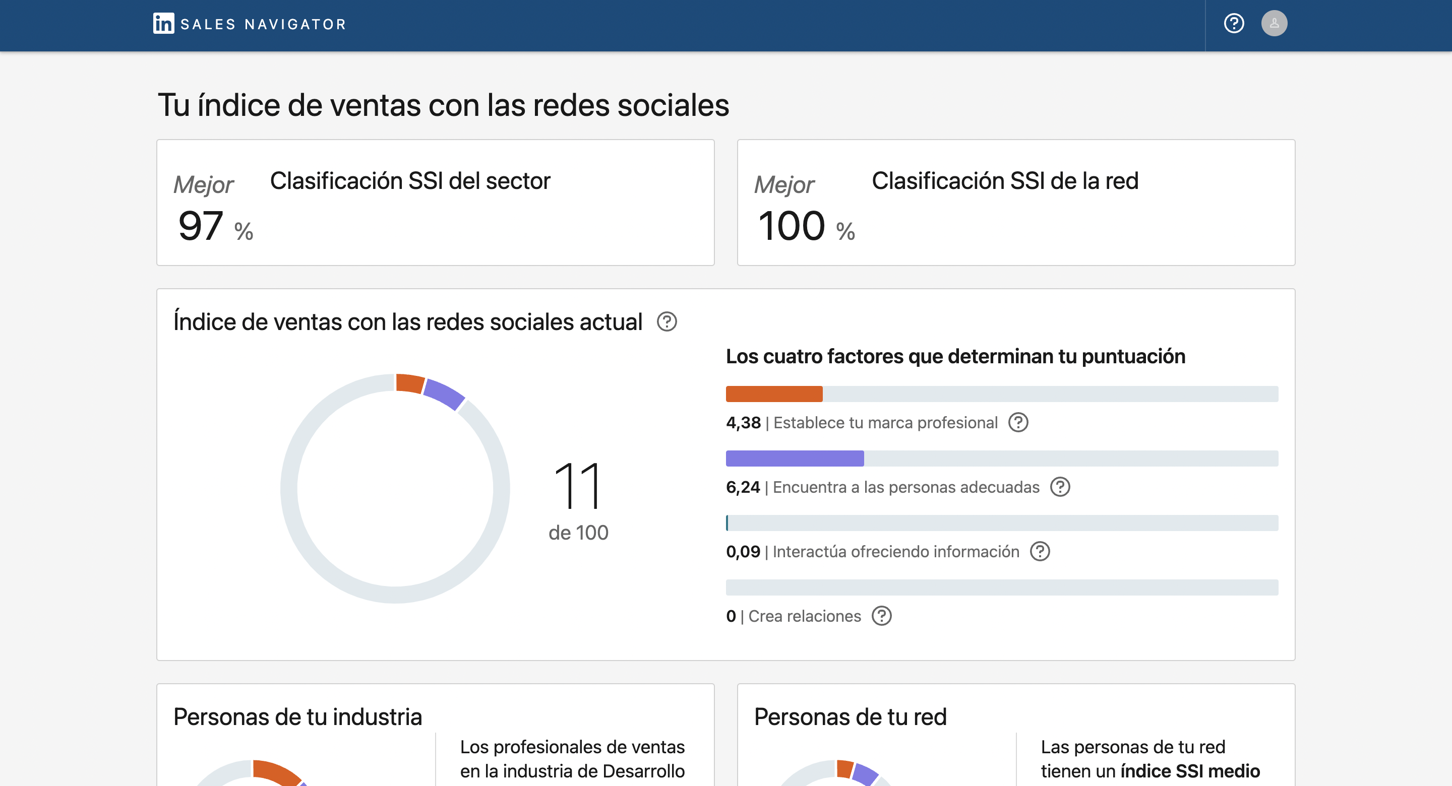 Captura de pantalla de mi ssi en LinkedIn
