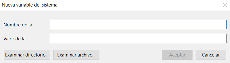 Captura de pantalla de 'Nueva variable del sistema'