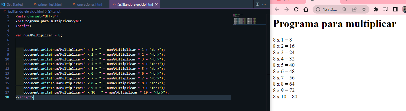 Ejercicio tabla de multiplicar