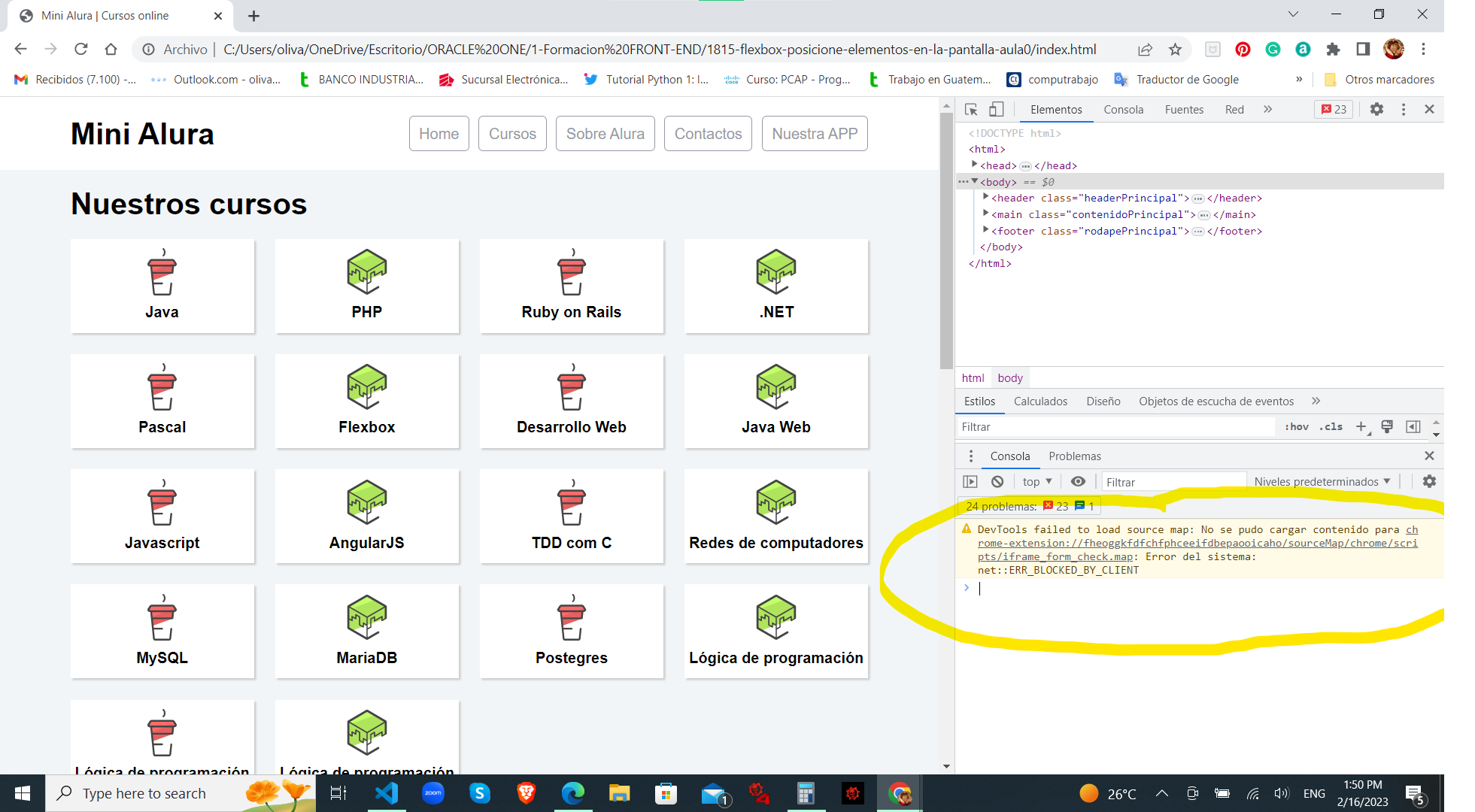 Falla al Cargar Devtools en Chrome