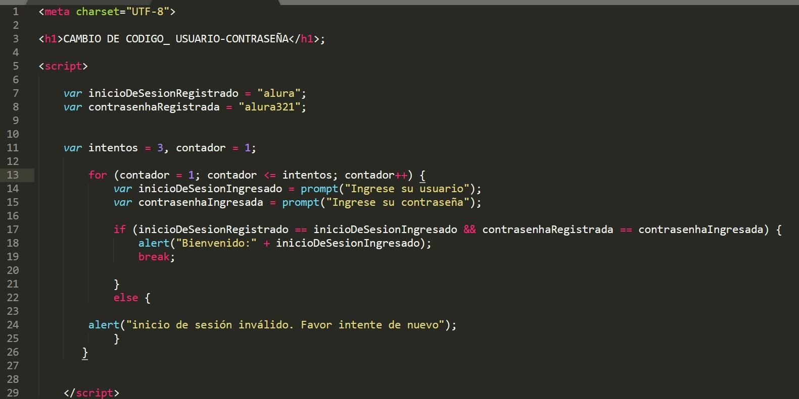 Cambio de codigo