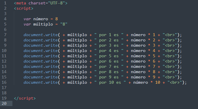 Screenshot con el ejemplo de dos variables