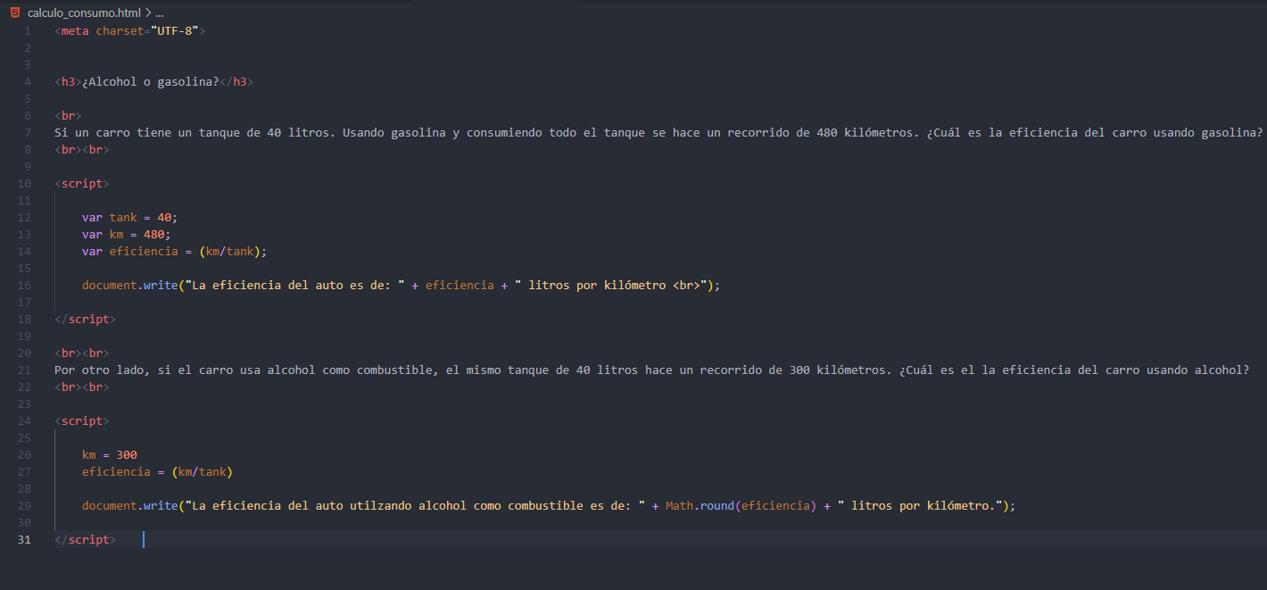 Captura del codigo con el cual resolvi los problemas Gasolina o Alcohol