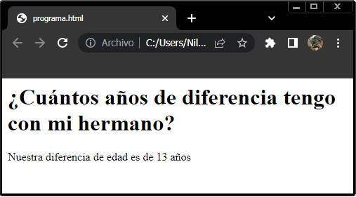 El resultado en Chrome