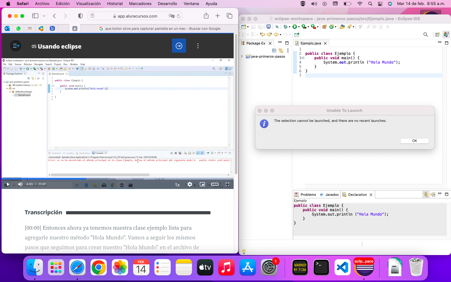 error abrir consola en Eclipse