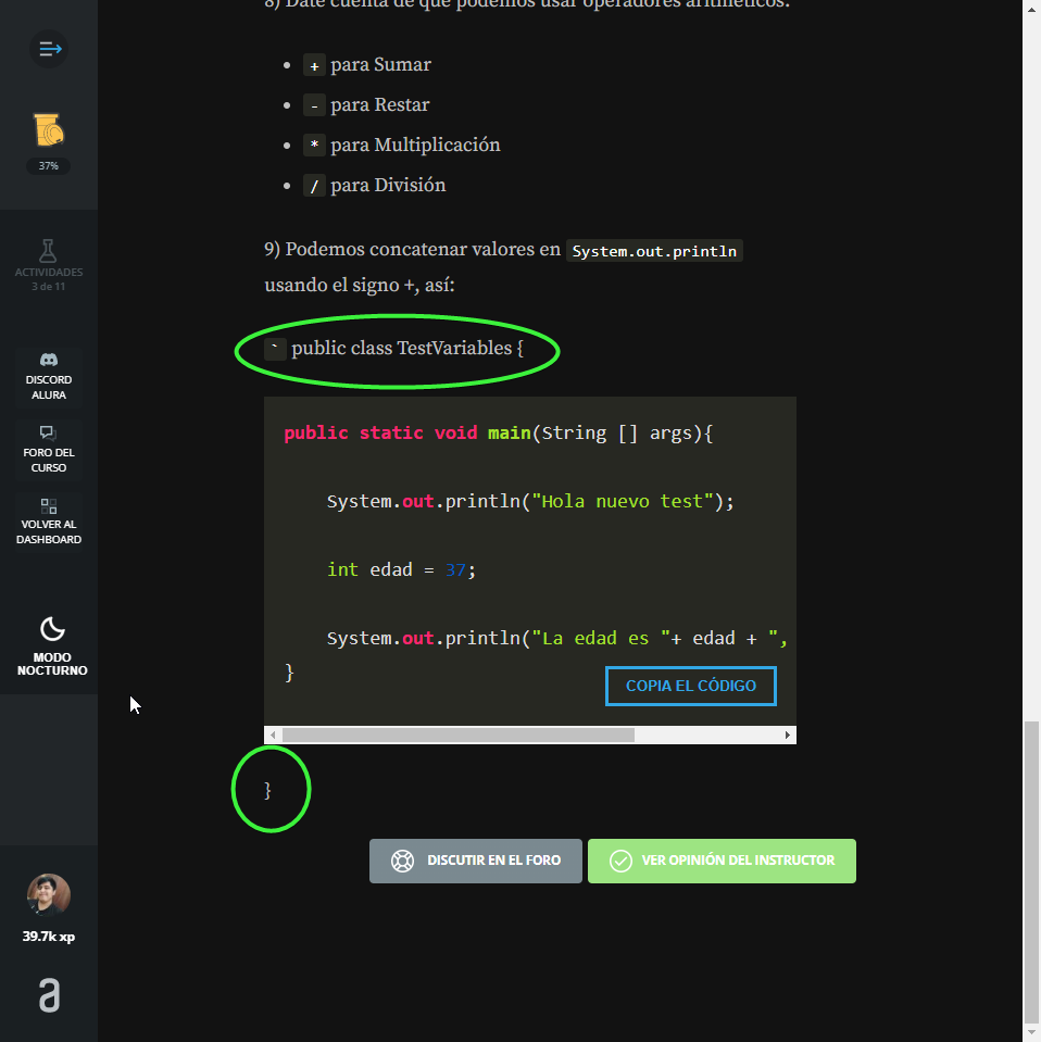 Captura de patalla de: Java JRE y JDK: compile y ejecute su primer programa.  04. Tipos y Variables -   03
Haz lo que hicimos: usando el tipo int 