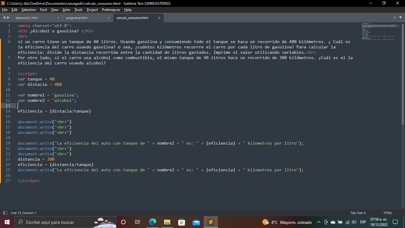 Captura de pantalla de ejercicio
