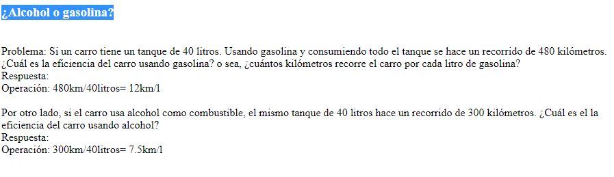 Vista web alcohol o gasolina