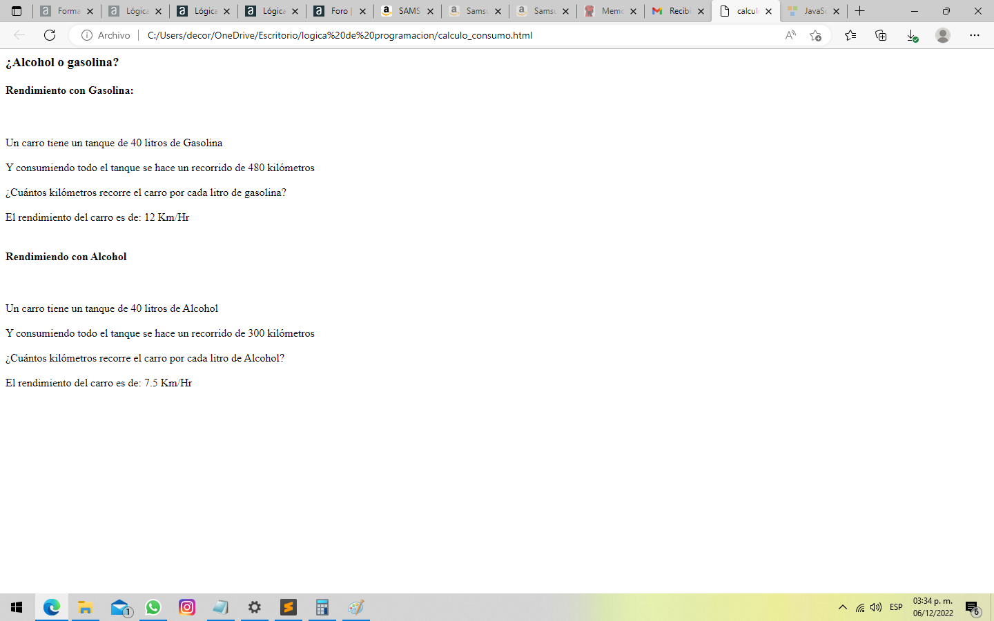 Resultado del Codigo