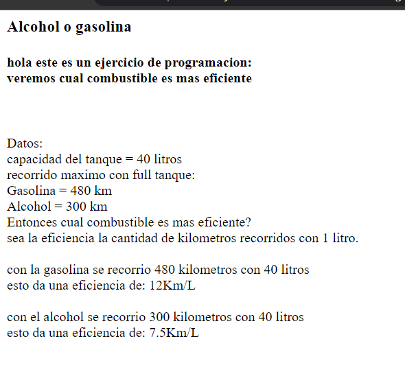 Ejecucion en Chrome del ejercicio gasolina o alcohol