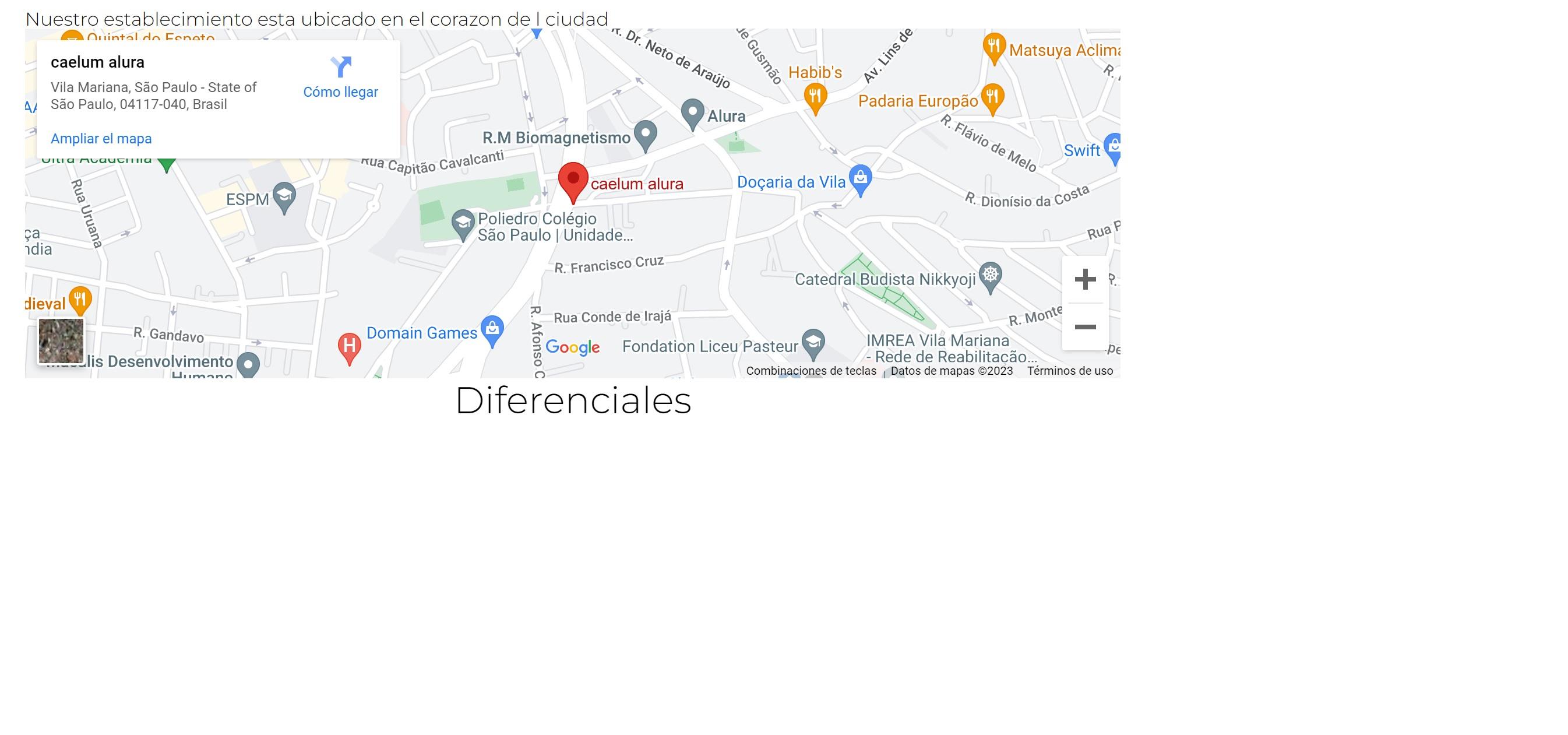 Mapa de Ubicacion Barbería Alura, error en texto y espacio