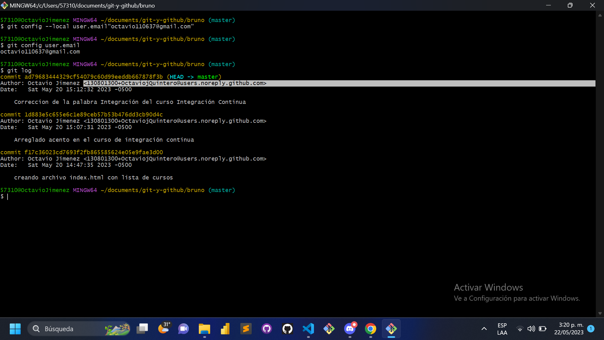  Duda Git Config local User email porque El Email No Sale Descrito Como Fue Configurado 