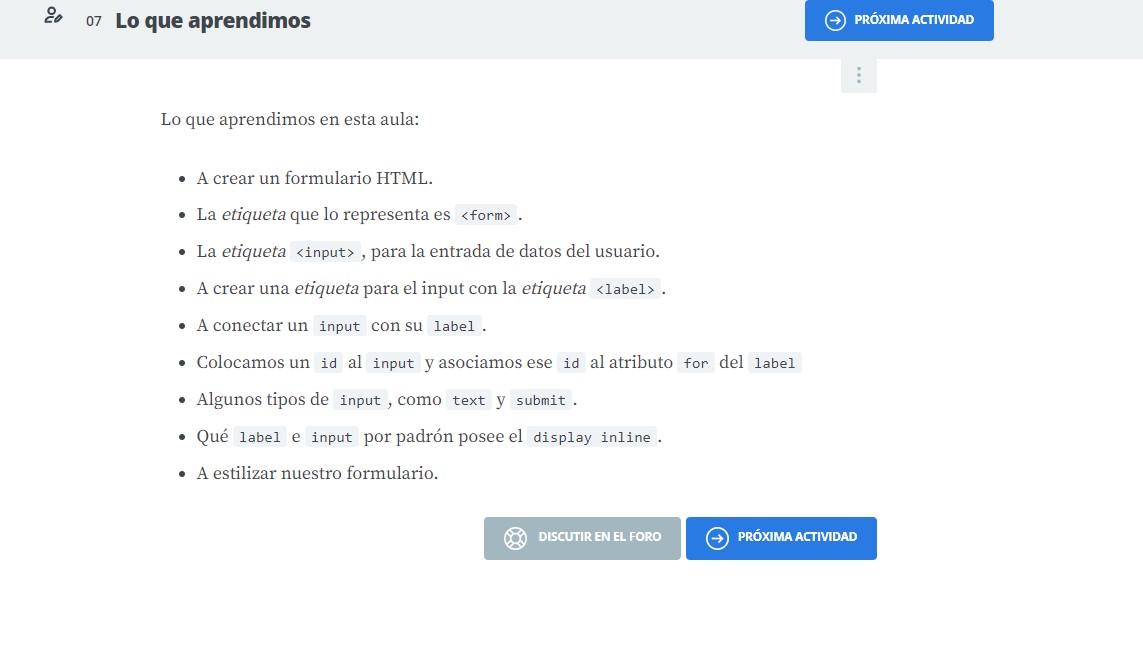 Hola Kenji, En el avance del curso me dice que tengo el 98%, aunque ya lo terminé. Le doy click a "continuar donde paró" y me lleva la actividad que adjunto. Què es lo que tengo que hacer para que llegue al 100%? Gracias!