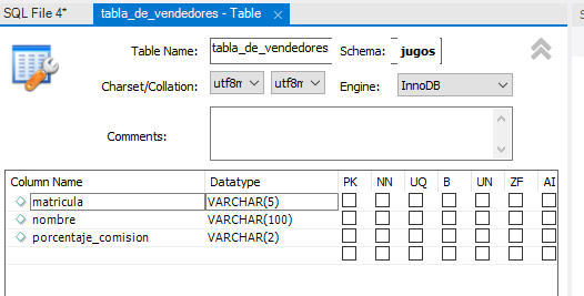 Tabla de vendedores con asistente