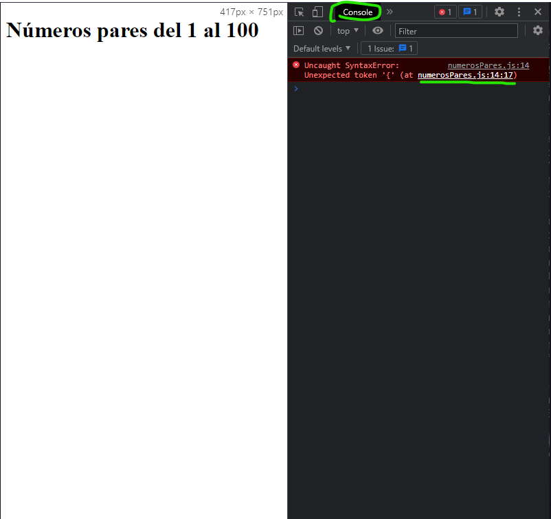 Ver error en consola