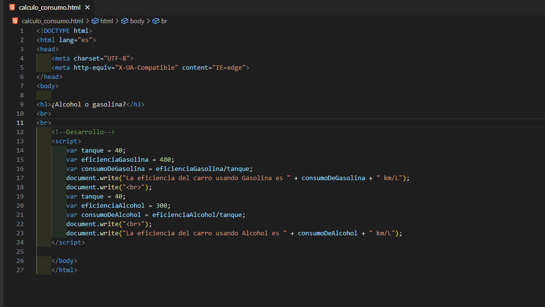 Desarrollo con variables