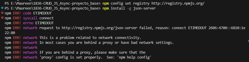 Json server - no instala