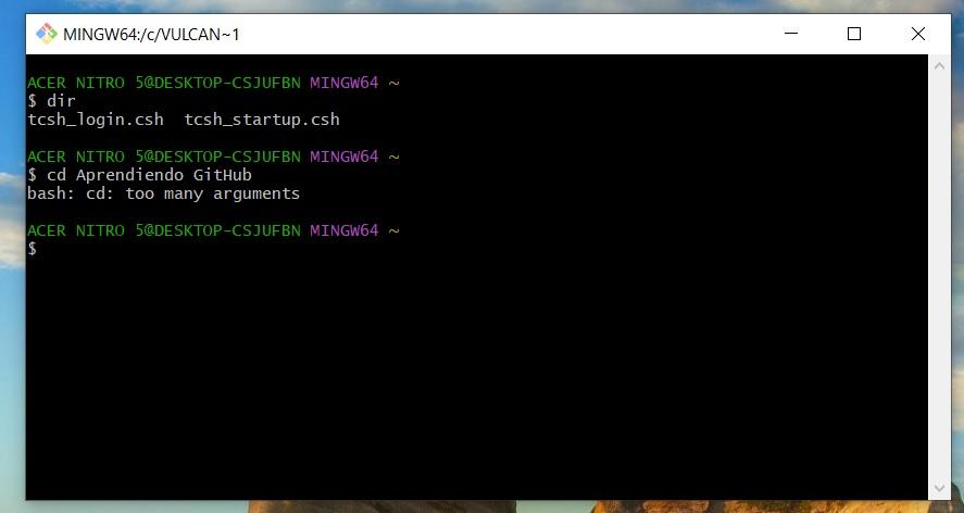 hola, esto me sucede al utilizar dir y cd, no son los mismos resultados que aparecen en el curso de Git y GitHub, si alguien sabe como resolverlo se lo agradecería bastante.