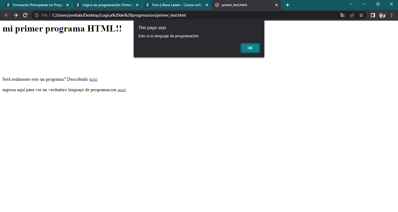 Primer ejercicio HTML