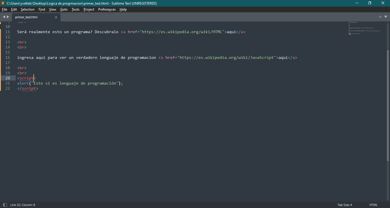 Primer ejercicio HTML