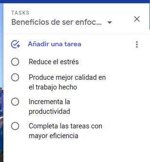 Listado en Google Tasks