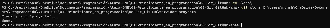 Resultado exitoso de git clone