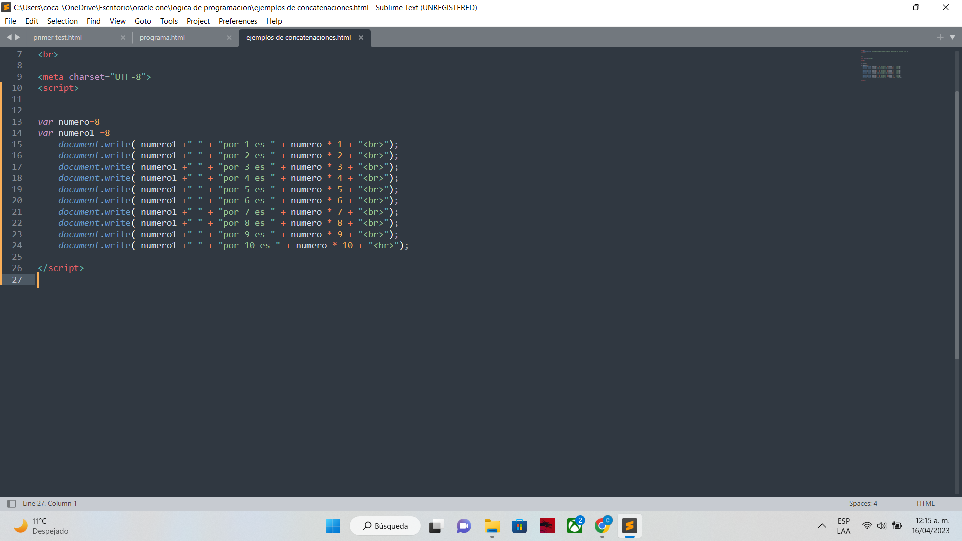 crear variables 