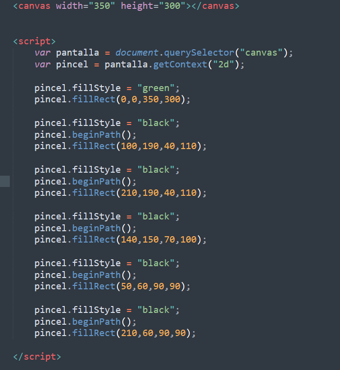 Inicié desde la parte de la boca para ir construyendo los demás elementos de la cara del creeper, ya por construcción pude centrar los demás elementos