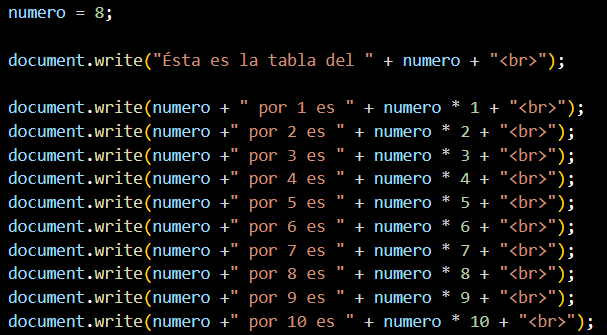 Solución Tabla del 8