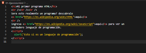 Mi primer código en HTML