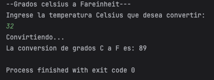 captura consola conversor de celsius a farenheit