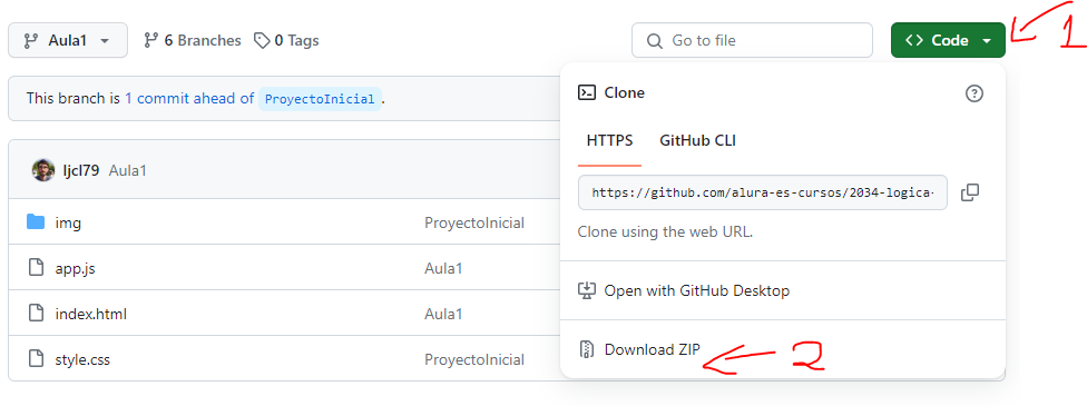 Pasos para descargar archivos desde GitHub