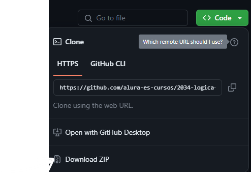 Imagen de GitHub, cuenta con flecha dónde se indica dar clic para descarga de carpeta.