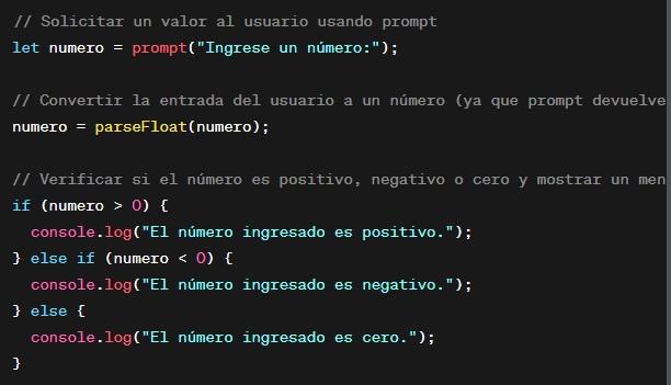 Crea una variable "numero" y solicita un valor con prompt