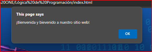 Print de pantalla que contiene el pop de mensaje de bienvenida y bienvenido a nuestro sitio web