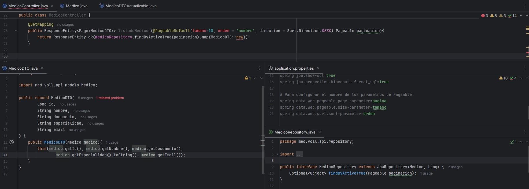 Captura de pantalla intellij